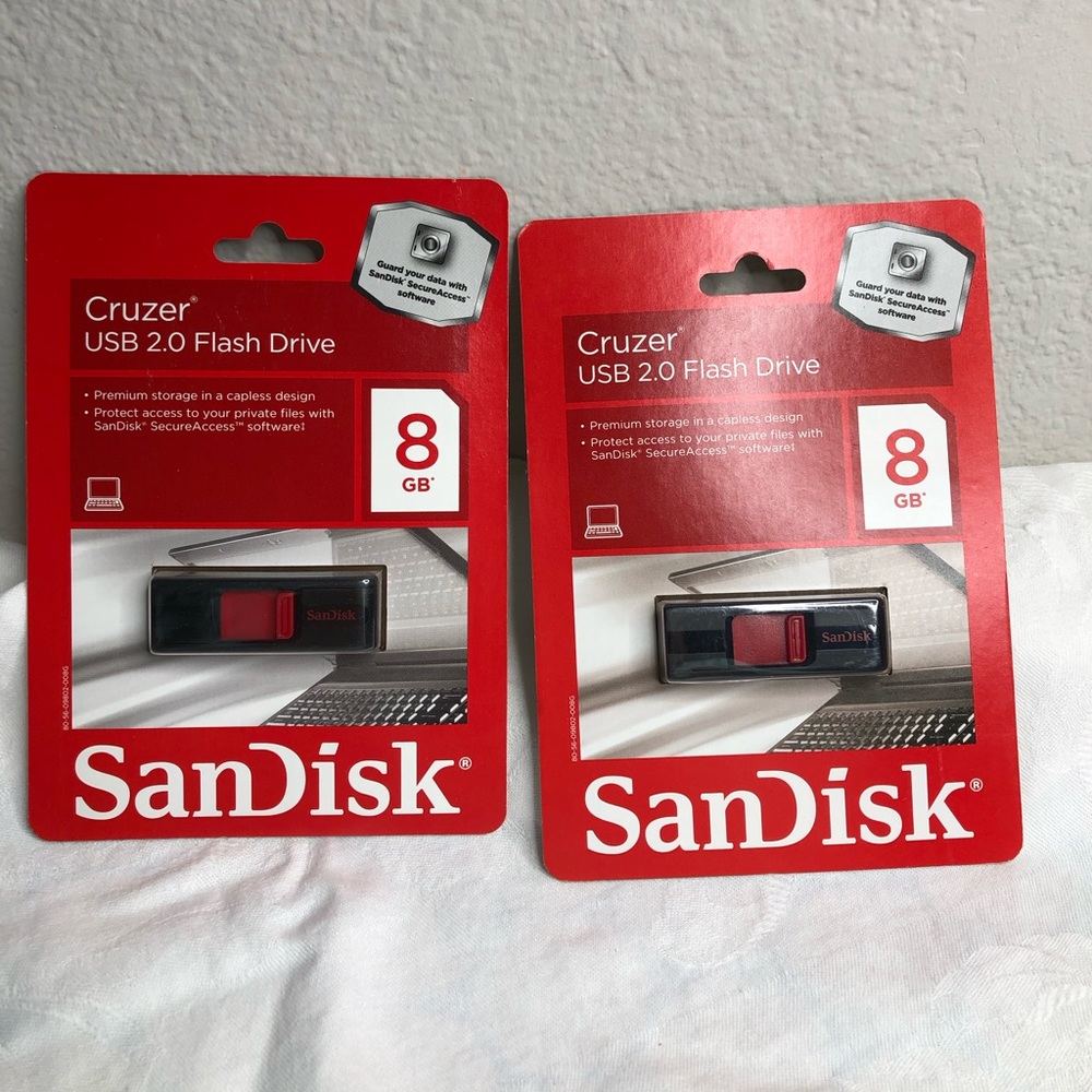2- Sandisk USB 2.0 flash drive 8 GB Cruzer NEW